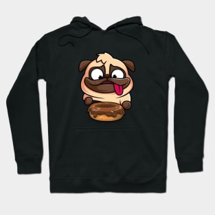 Hungry Dog, Pug, Love, Eating, Donut, Cute, Dog Lover, Gift, Funny Hoodie